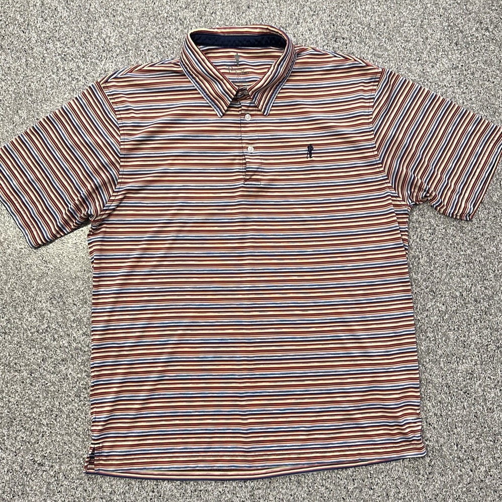 Payne Stewart Golf Polo Mens L Short Sleeve Collared Shirt Striped Red